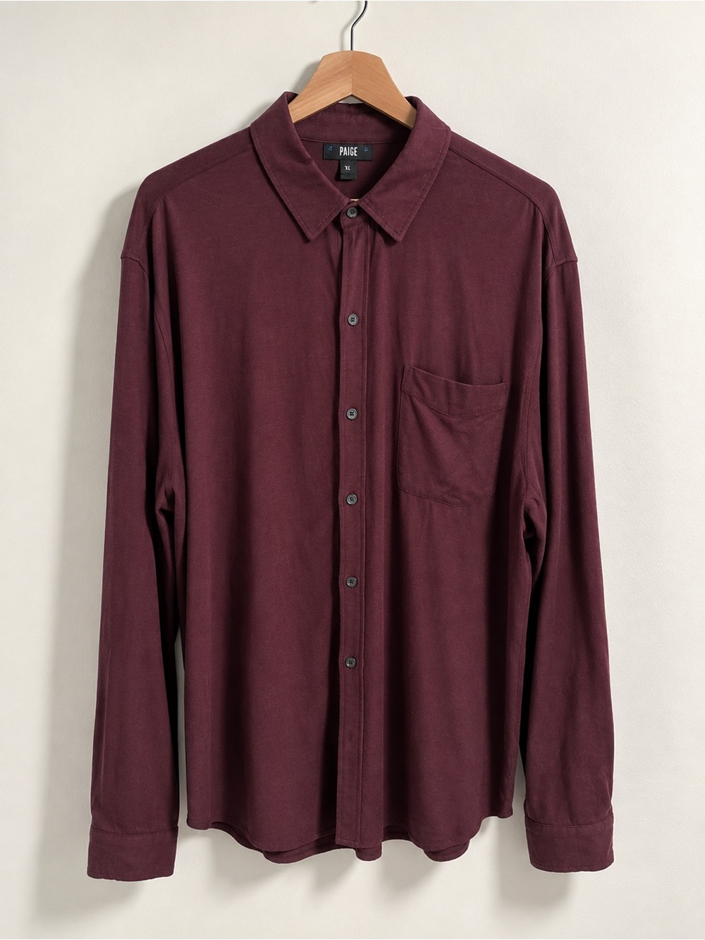 PAIGE Men's Burgundy Long-Sleeve Button-Down Shirt